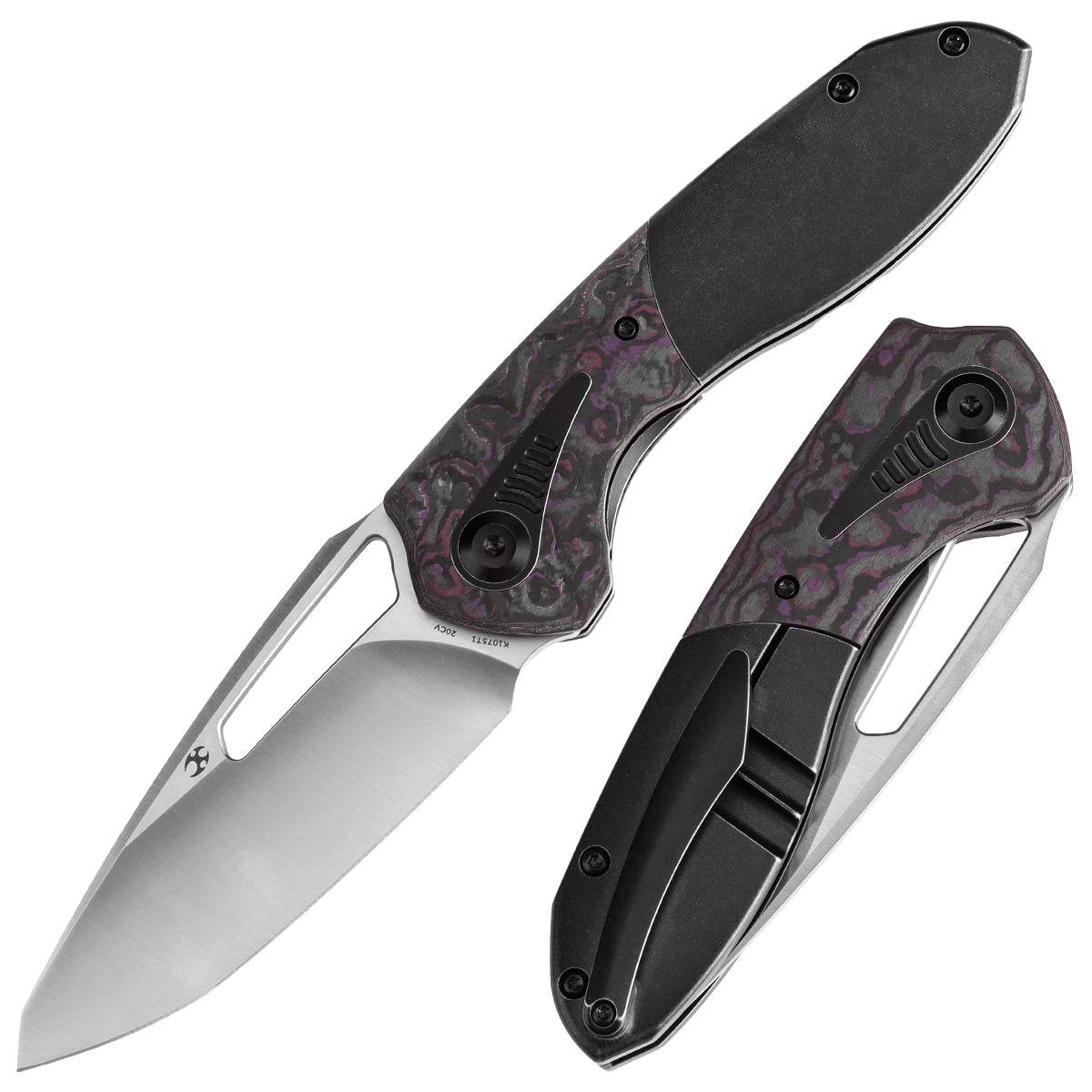 KANSEPT Thoth Thumb Hole Knife Blackwash Titanium and Purple Haze