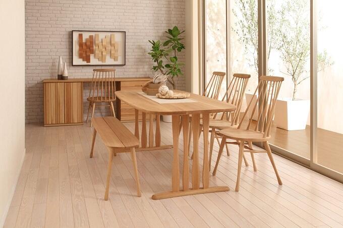 引取限定】カリモク ダイニングテーブル＋チェア2脚＋ベンチ セット