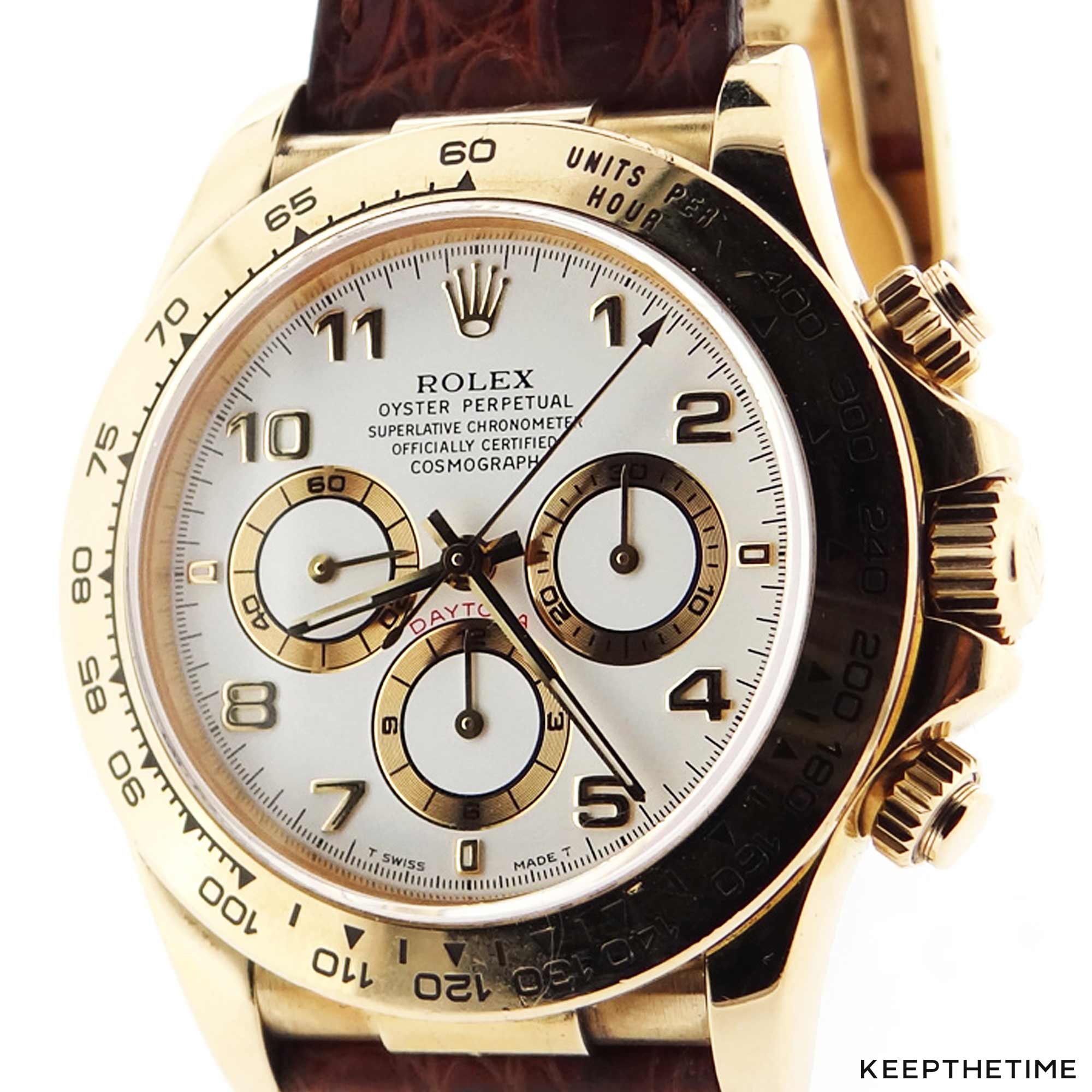 Rolex 16518 Daytona Zenith 18K Gold Brown Croc Strap W Series