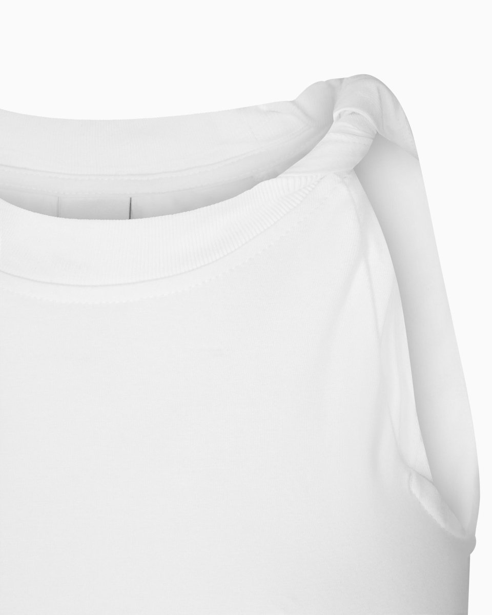 One Shoulder Twist Tee | White – Khy
