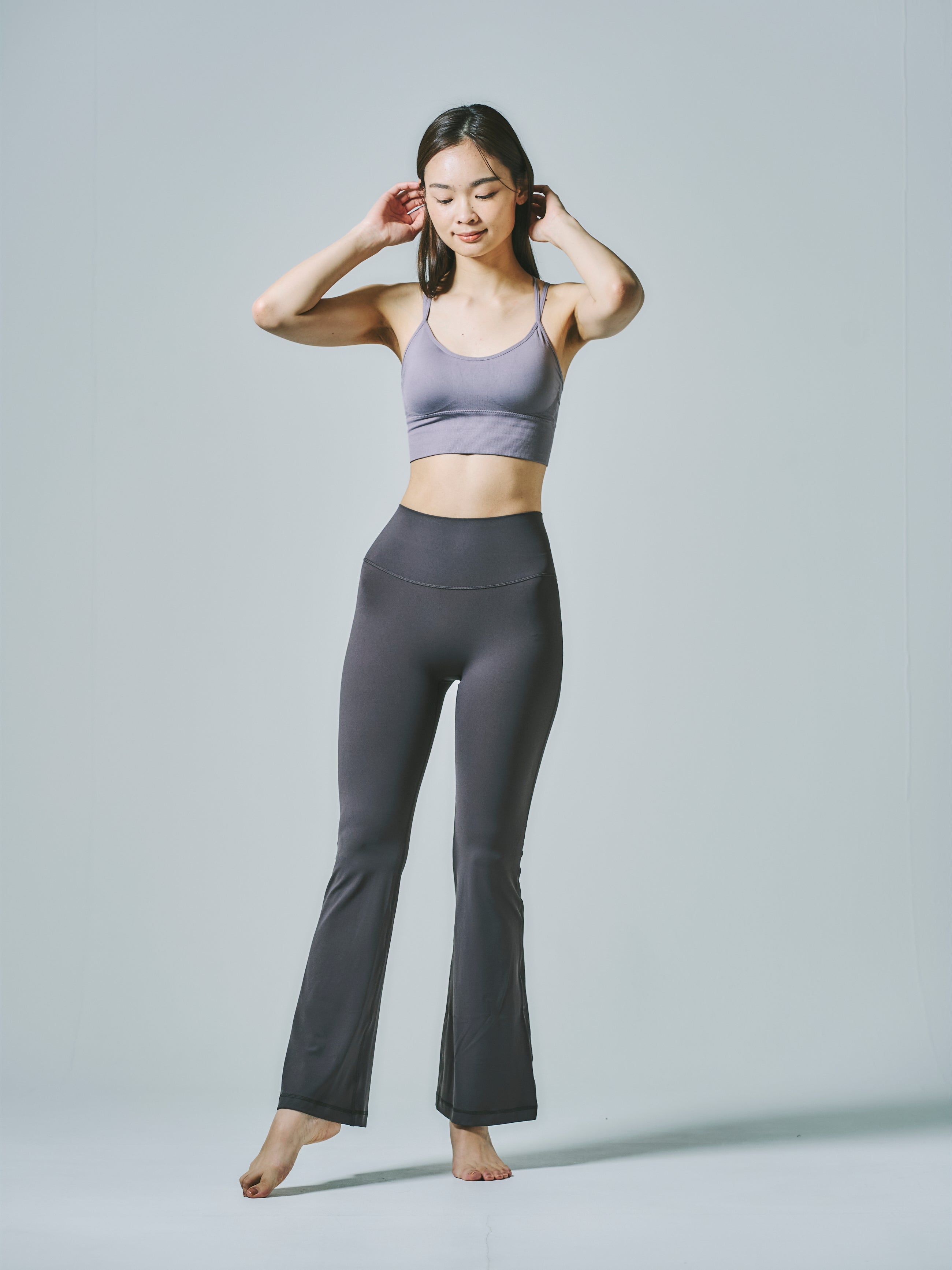 ロング ストレッチ フレアパンツ ブラック | ヨガ フレアパンツ