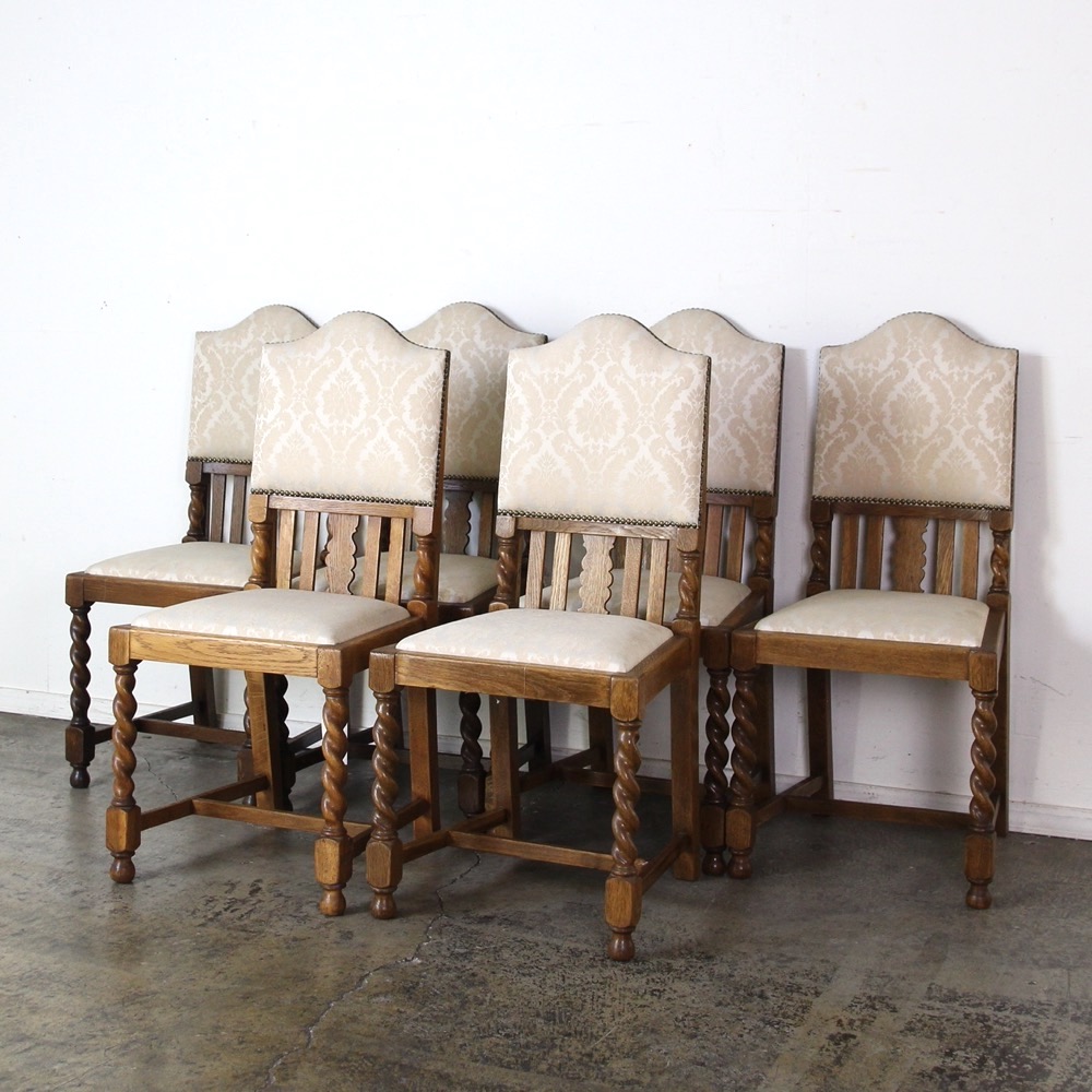 イギリス アンティーク ヴィクトリアン オーク ダイニングチェア 8脚