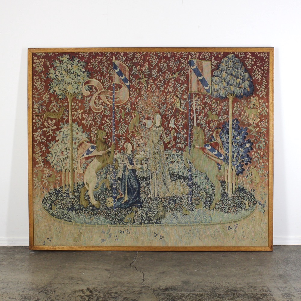 フランス ヴィンテージ 貴婦人と一角獣 タペストリー （プリント