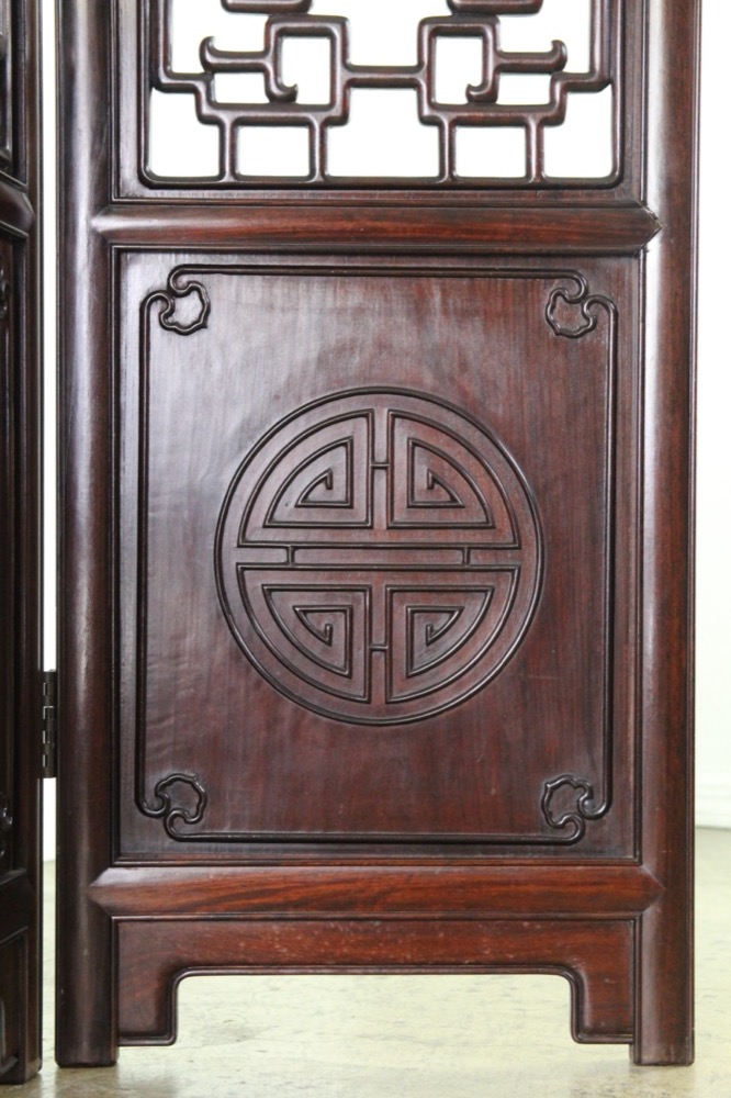 中国 ヴィンテージ 唐木 透かし彫り パーテーション | キヤアンティークス