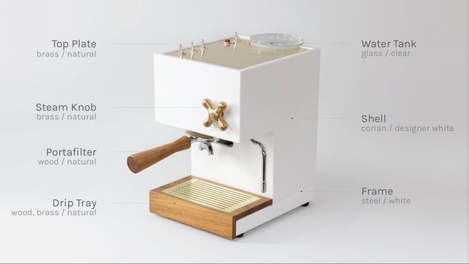 むき出しのコンクリートについた蛇口。実はこれがエスプレッソマシンだ