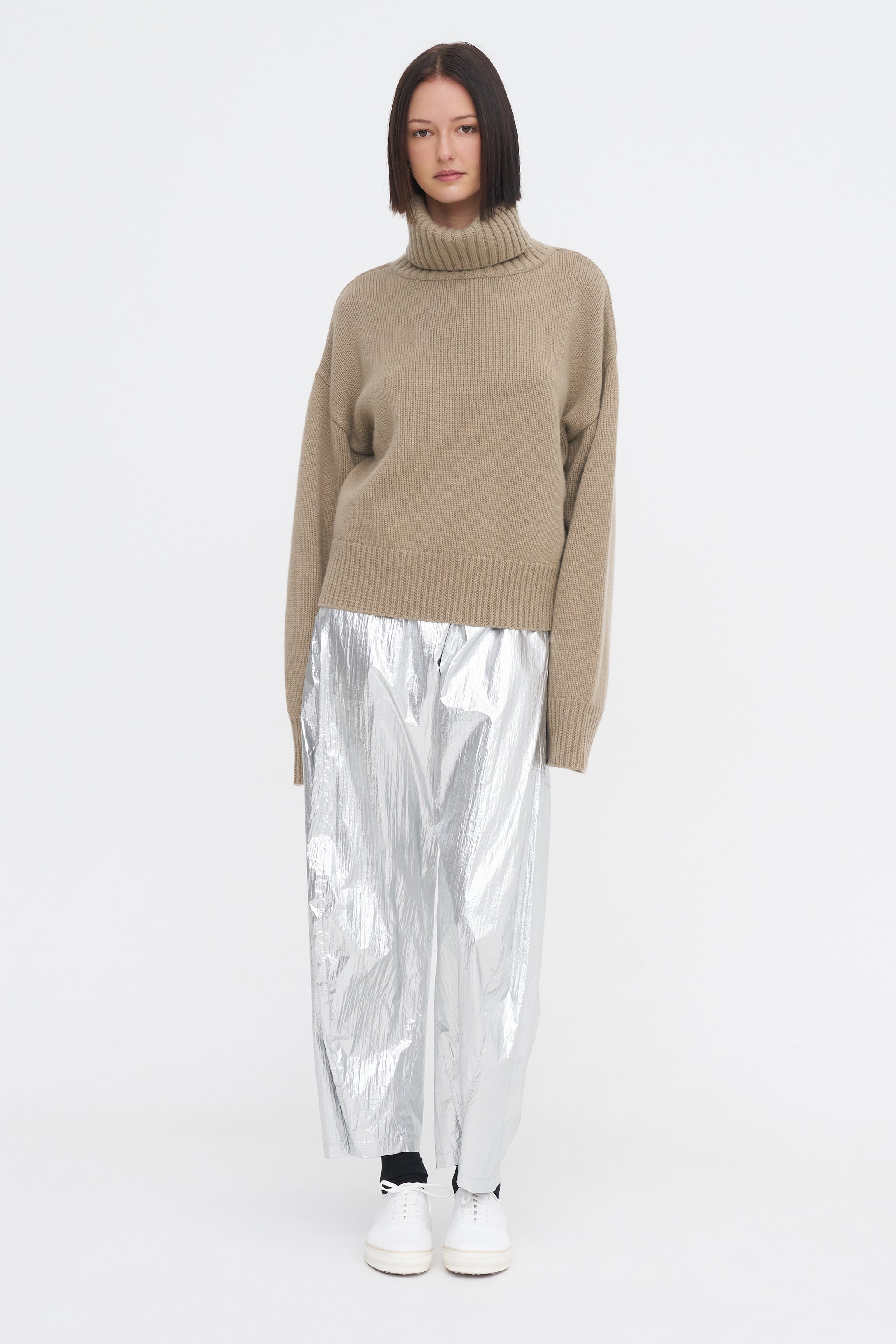 Tibi Metallic Nylon Winslow Pant - Short, Silver – Kick Pleat