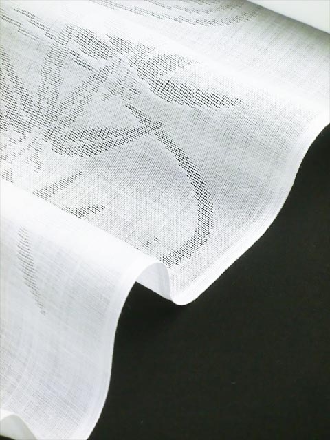 洗える長襦袢 本麻 夏物 紋紗 流水に笹柄 白