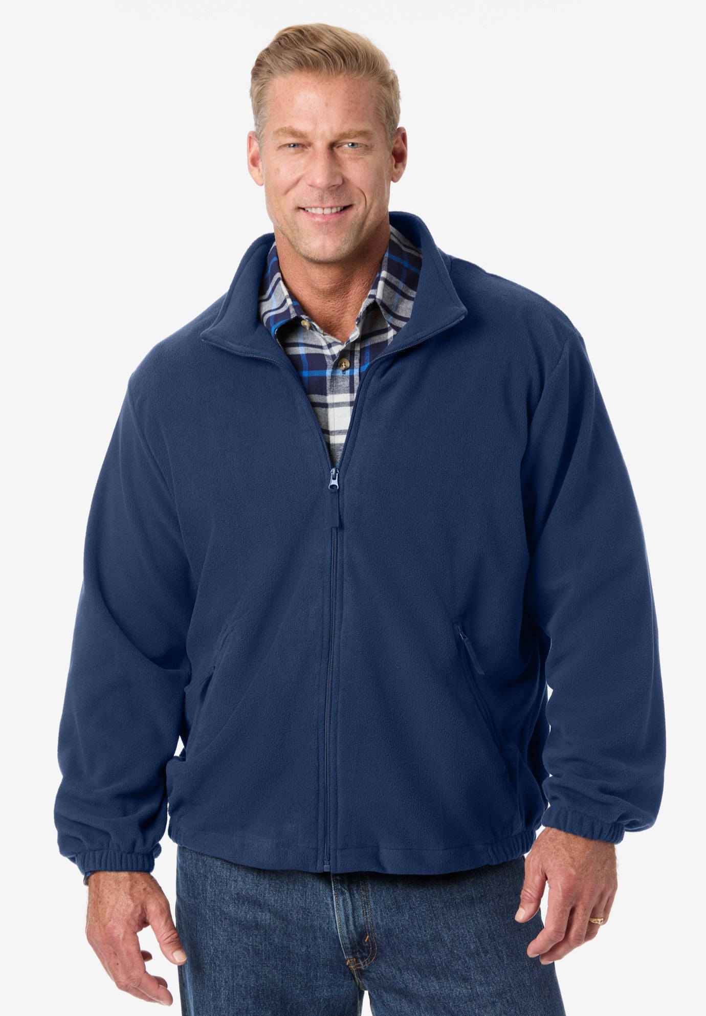 Explorer Plush Fleece Jacket for Big & Tall, Steel | King Size