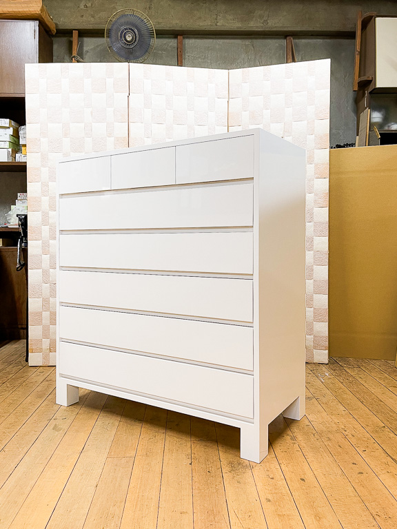 総桐チェスト5ノ3鏡面加工「ミラー」WH | 桐たんす（桐箪笥）の製造