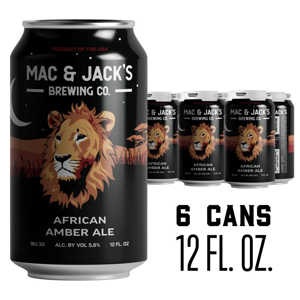 Mac & Jack's Brewing Company African Amber Ale Craft Beer, 6 cans