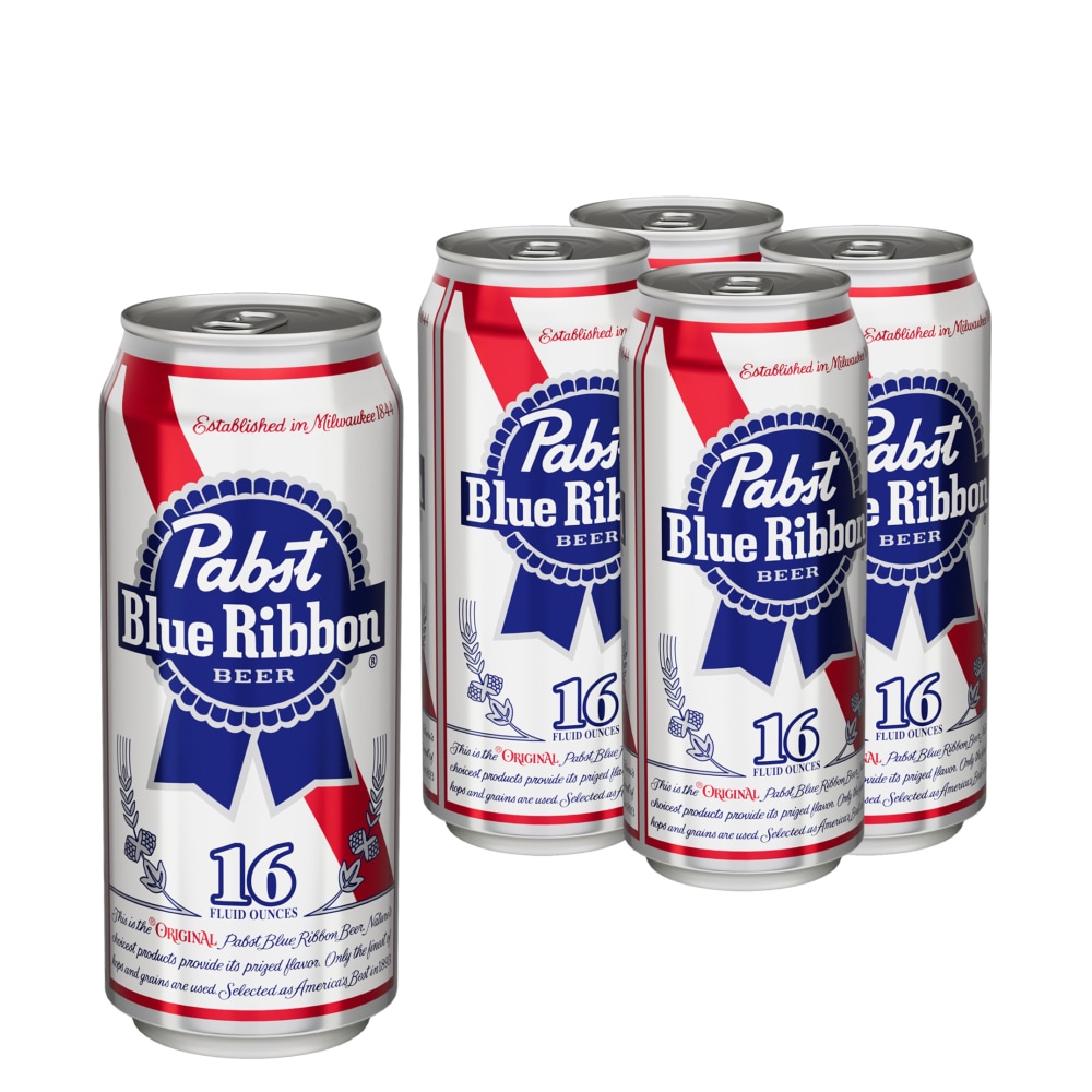 Pabst Blue Ribbon Beer, 4 Pack, 16 fl oz Aluminum Cans, 4.7% ABV