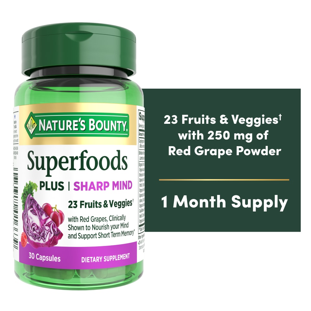 Nature's Bounty Superfoods Plus Sharp Mind for Brain Health, Red