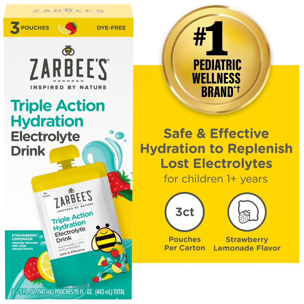 Zarbee's Triple Action Hydration Electrolyte Drink for Kids Dye