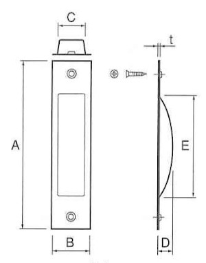 U.K/宇佐美工業 ステンレス製チリ出し戸引手 サイズ：75mm/90mm/105mm