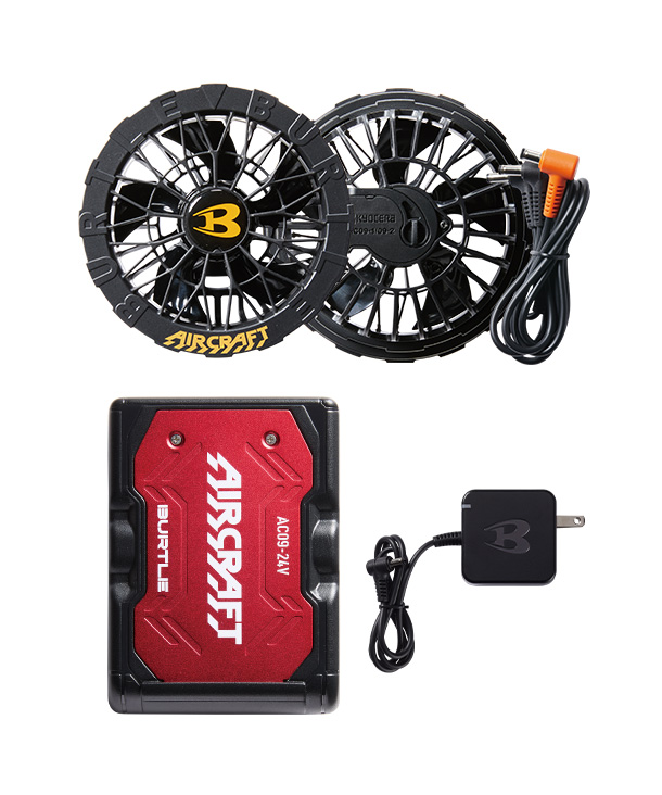 BURTLE AIR CRAFT メタリックレッドバッテリー+ブラックファンセット