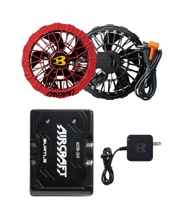 BURTLE AIR CRAFT メタリックレッドバッテリー+レッドファンセット