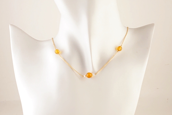 琥珀セット（ネックレス・イヤリングまたはピアス） - 久慈琥珀