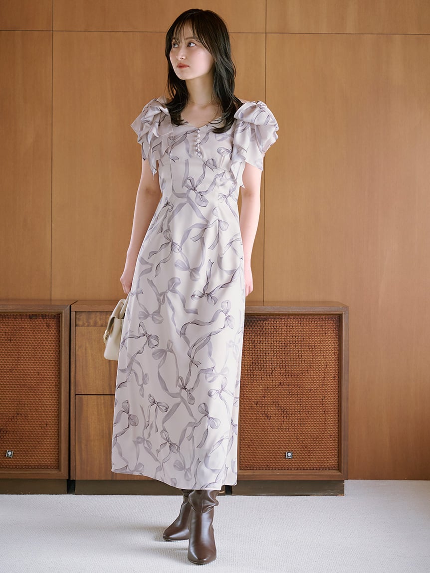 snidel リボンスリーブデザインワンピース