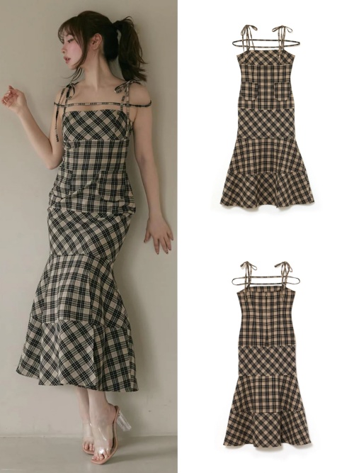 アンドマリー ANDMARY Cecily check long dress タグ付き