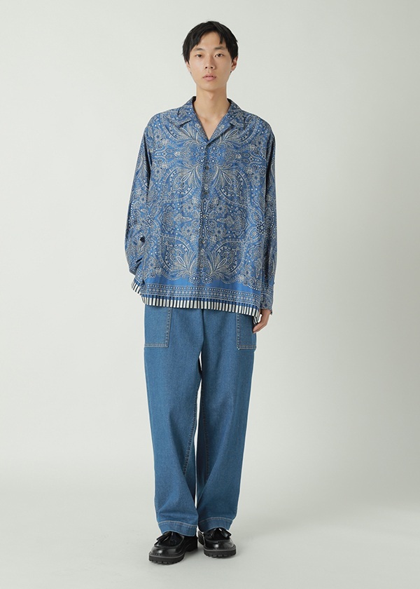 ZUCCa / FLORAL SCARF PRINT / シャツ(M gray(24)): ZUCCa| A-net