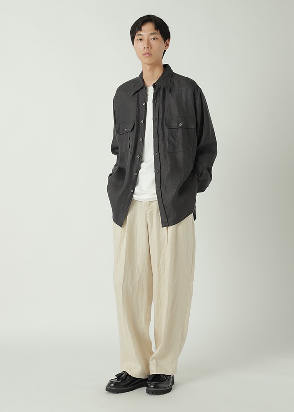 ブチ　ズッカ 先行予約> ZUCCa / LINEN TWILL / シャツ(XL charcoal gray(25