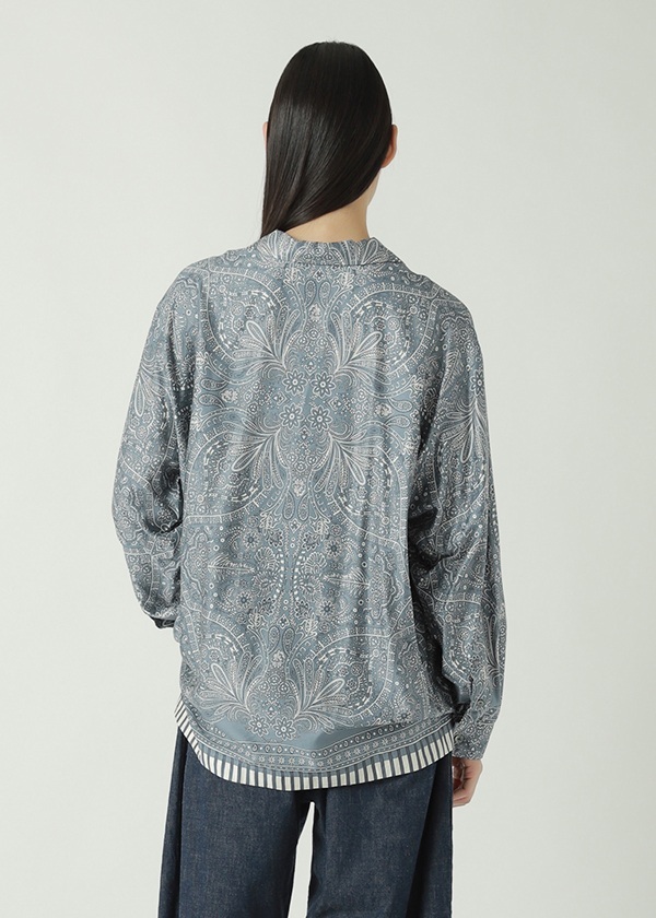 ZUCCa / FLORAL SCARF PRINT / シャツ(M gray(24)): ZUCCa| A-net