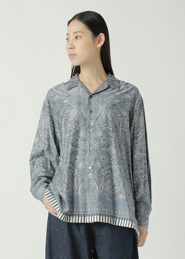 ZUCCa / FLORAL SCARF PRINT / シャツ(M gray(24)): ZUCCa| A-net
