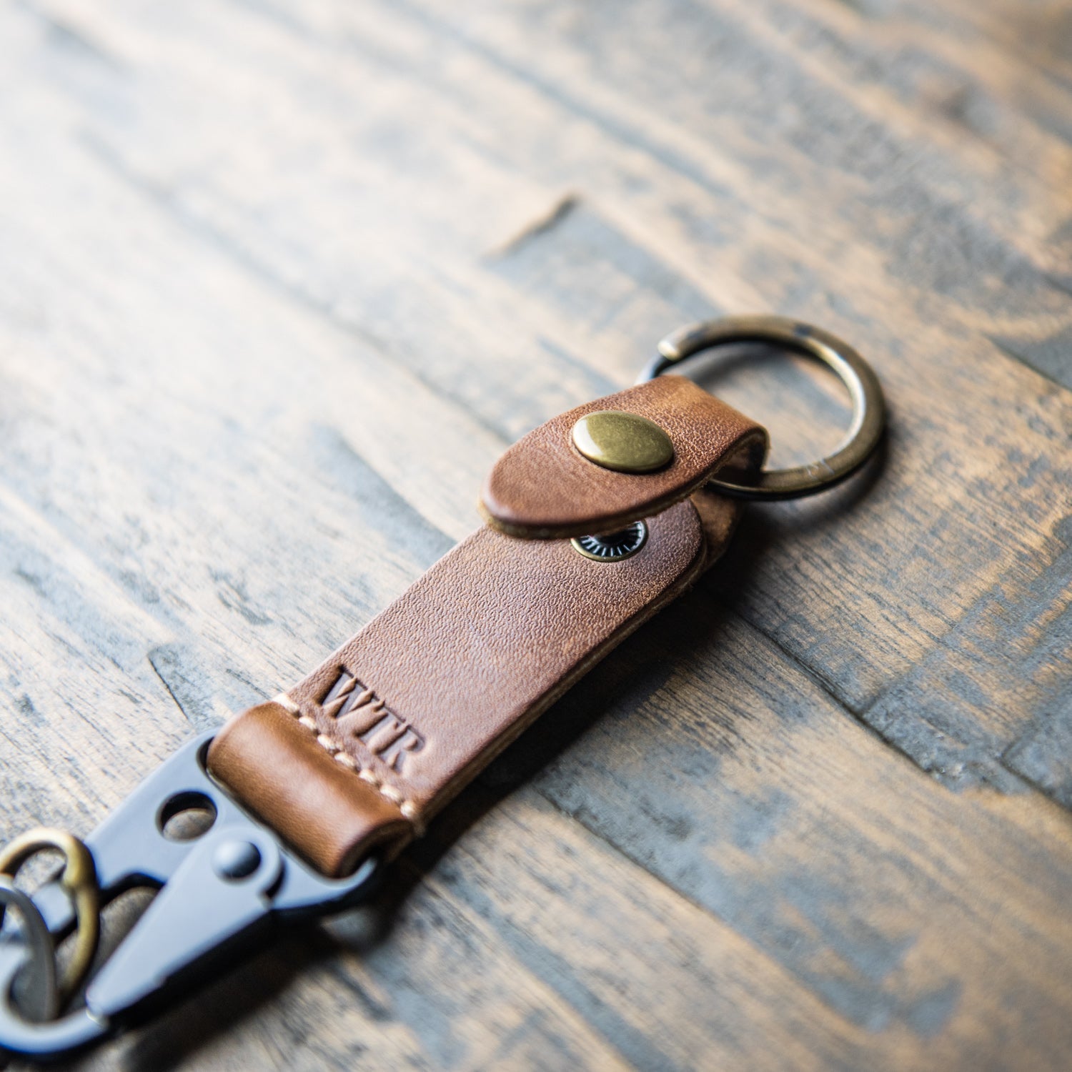 Personalized Leather Keychain Key Chain Ring - The Henry - Holtz