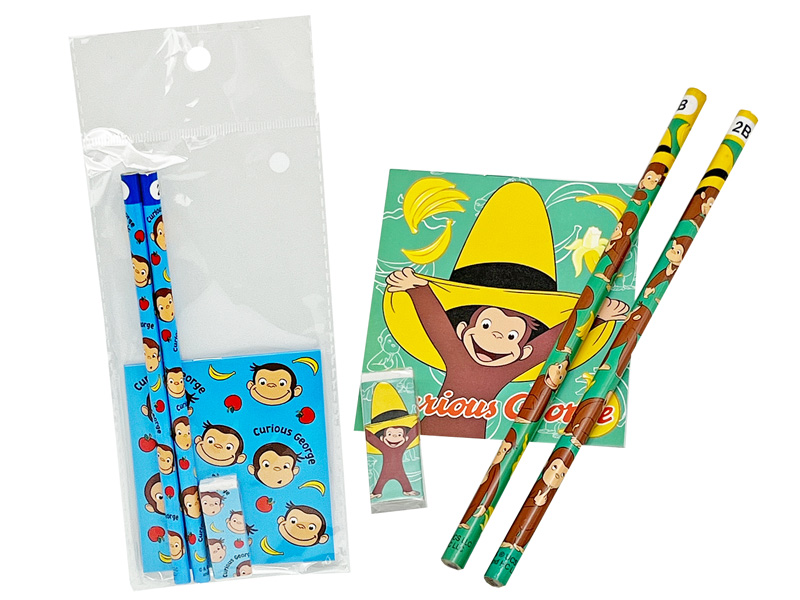 100景品 おさるのジョージ 4点文具セット|【堀商店】景品・販促品