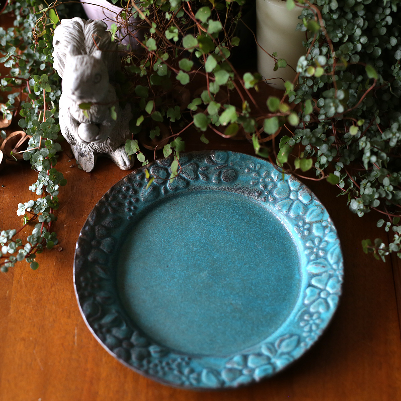 ガーデンプレート［L／ターコイズ］ | アトリエ華もみじ