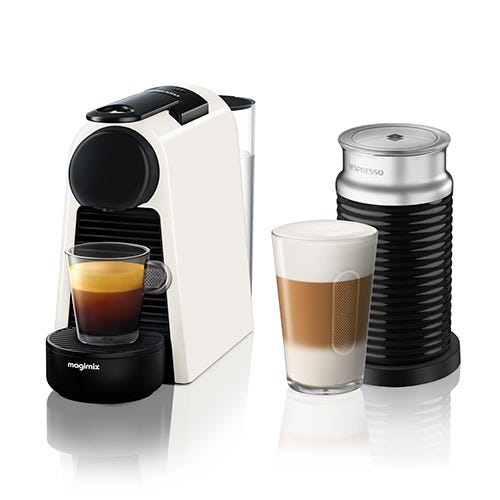 Magimix Nespresso Essenza Mini Pure White and Aeroccino Coffee
