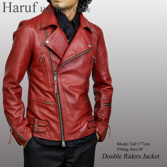 HarufブランドのUKダブルライダースジャケット。 シンプルでおしゃれな