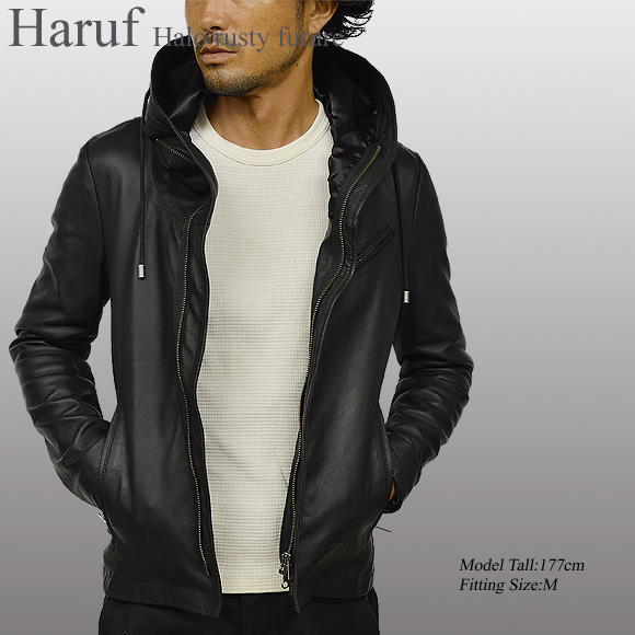Haruf 本革 レザージャケット ライダースジャケット メンズ 革ジャン