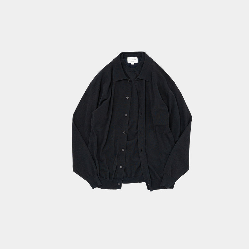 STILL BY HAND KN01241 MELANGE KNIT POLO CARDIGAN – hideandseekStore