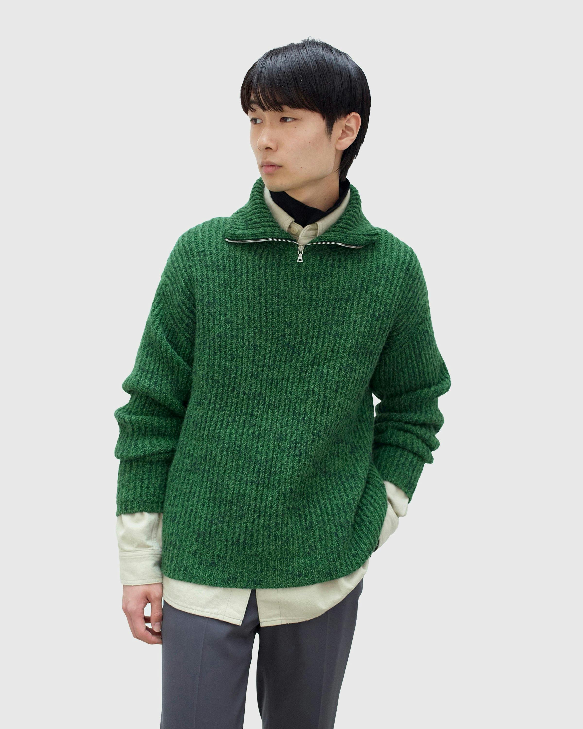 Auralee – Wool Baby Alpaca Mix Rib Knit Zip Turtle