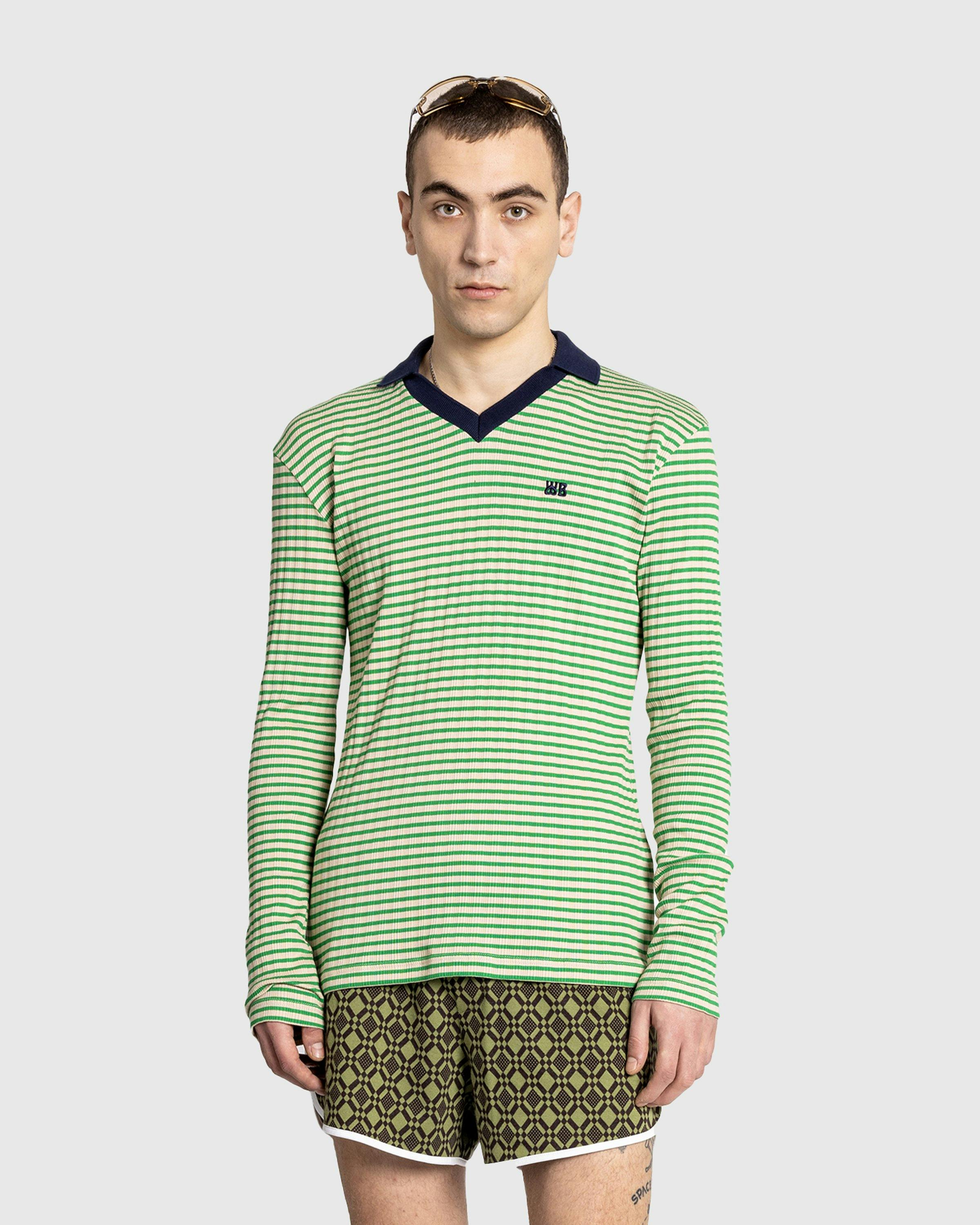 Wales Bonner – Sonic Long-Sleeve Polo Ivory/Green