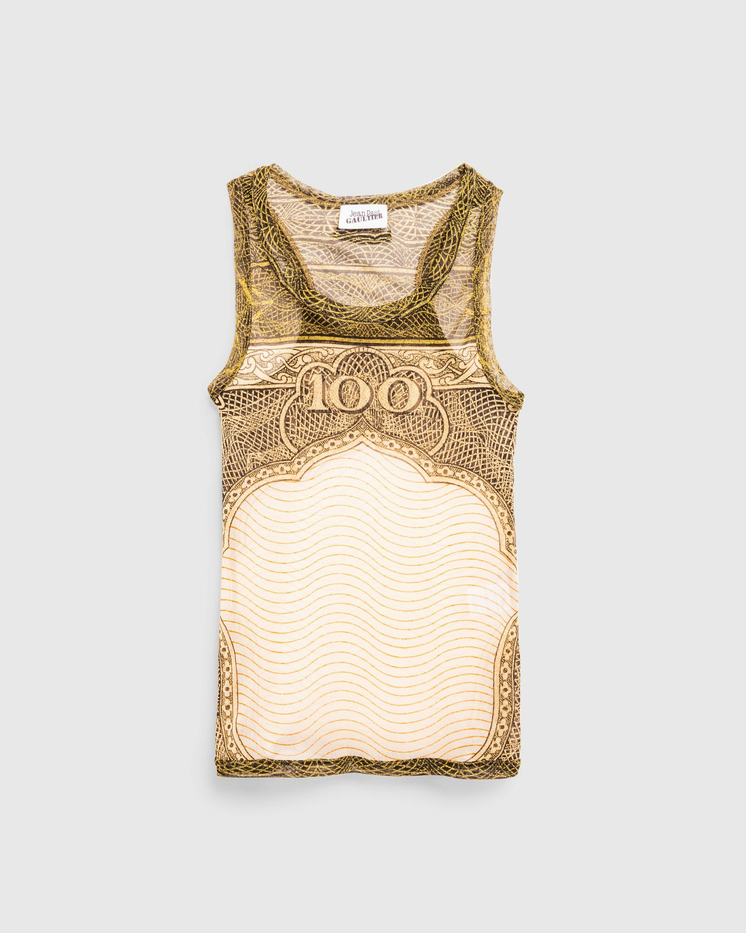 Jean Paul Gaultier – Mesh Tank Top Printed Cartouche Green/Ecru