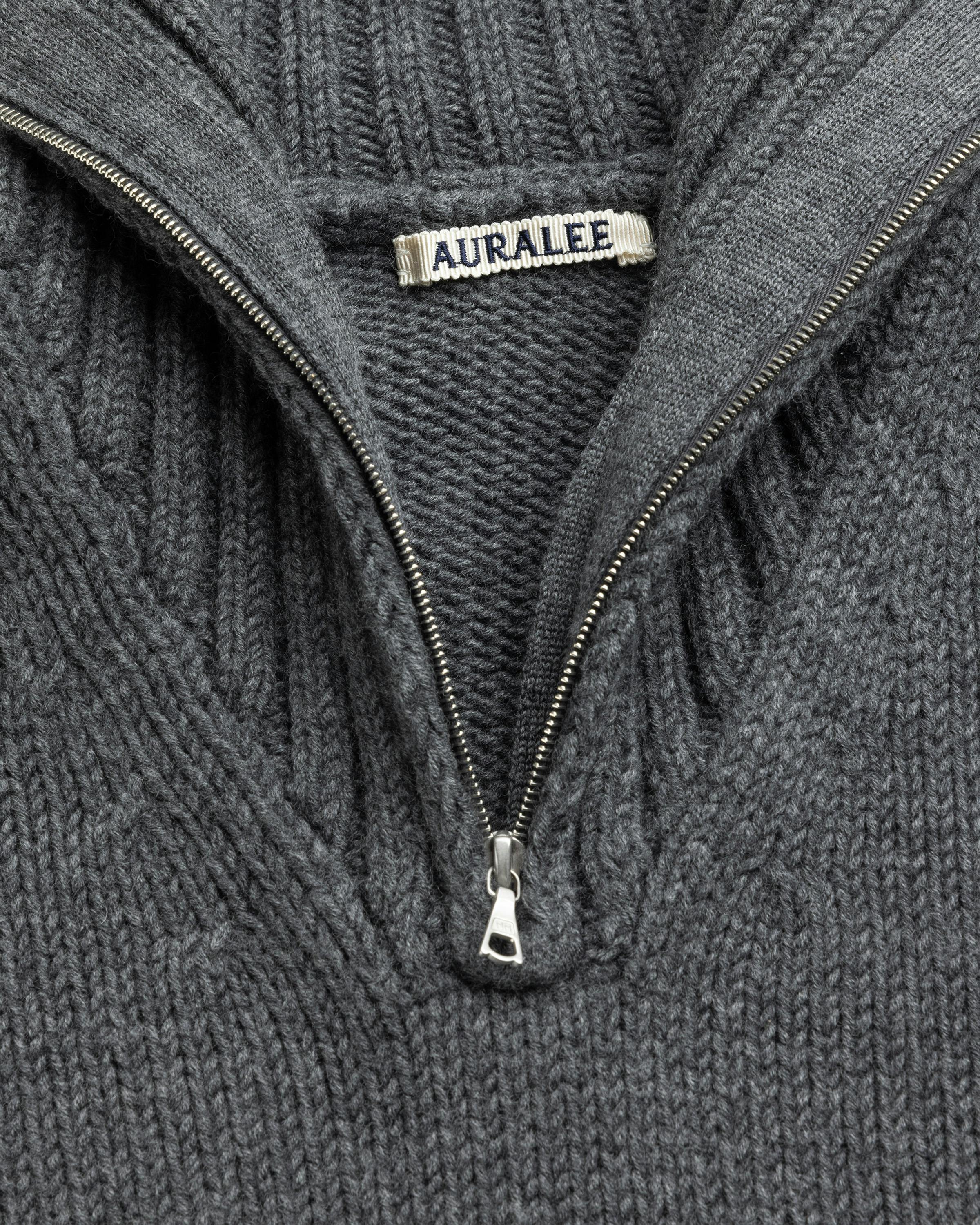 Auralee – Wool Soft Cord Knit Half Zip P/O Charcoal
