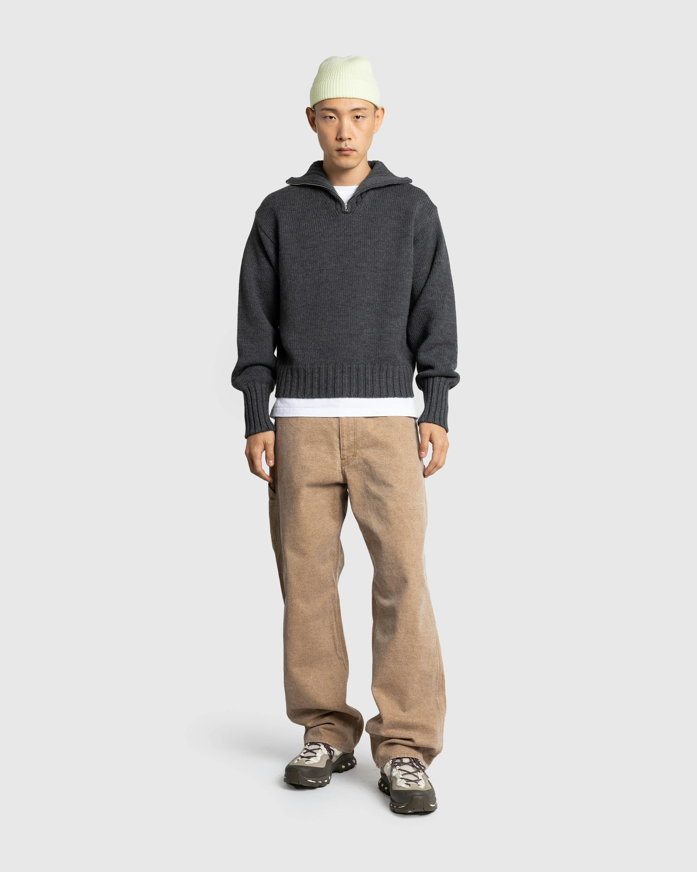 Auralee – Wool Soft Cord Knit Half Zip P/O Charcoal