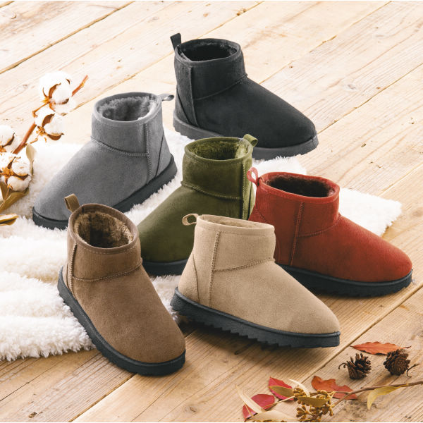 レディースムートン調ショート丈ブーツ【22.0～25.5cm対応】 | 激安靴