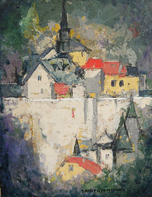 8145] 松木重雄 洋画 「赤い屋根」 油彩6号 - 広田屋 ブランド質屋通販