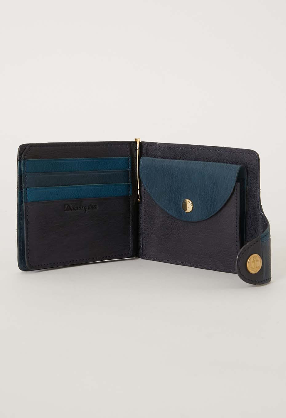 Damasquina インディゴレザーパッチワーク アンカー ウォレット S