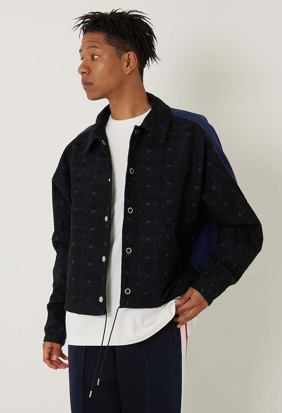 KOZABURO ドルマンスリーブ コーチジャケット /WAVE EMBROIDERY 0214-O