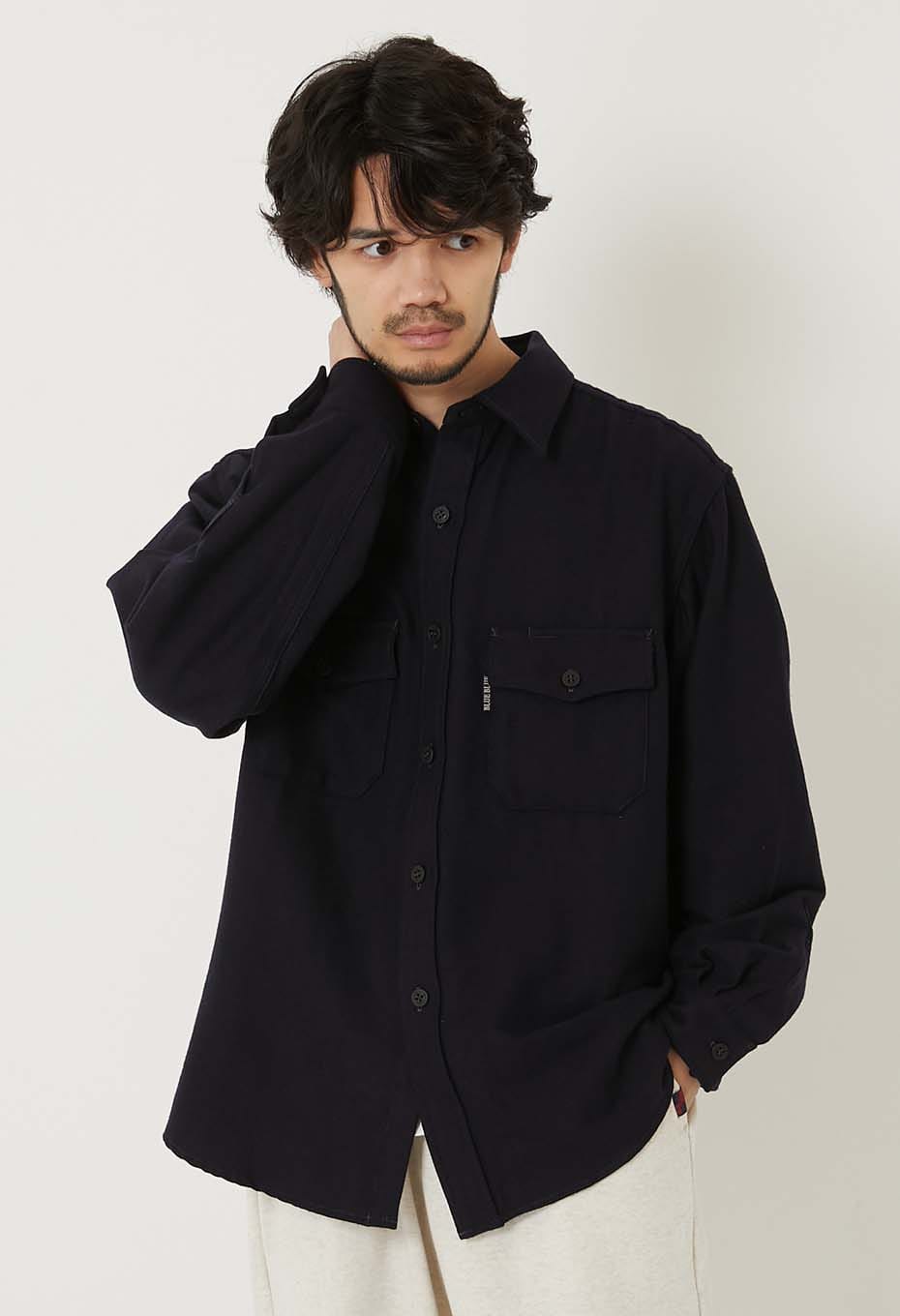 カシミヤミックス ウォッシャブル ツイード CPOシャツ | BLUE BLUE