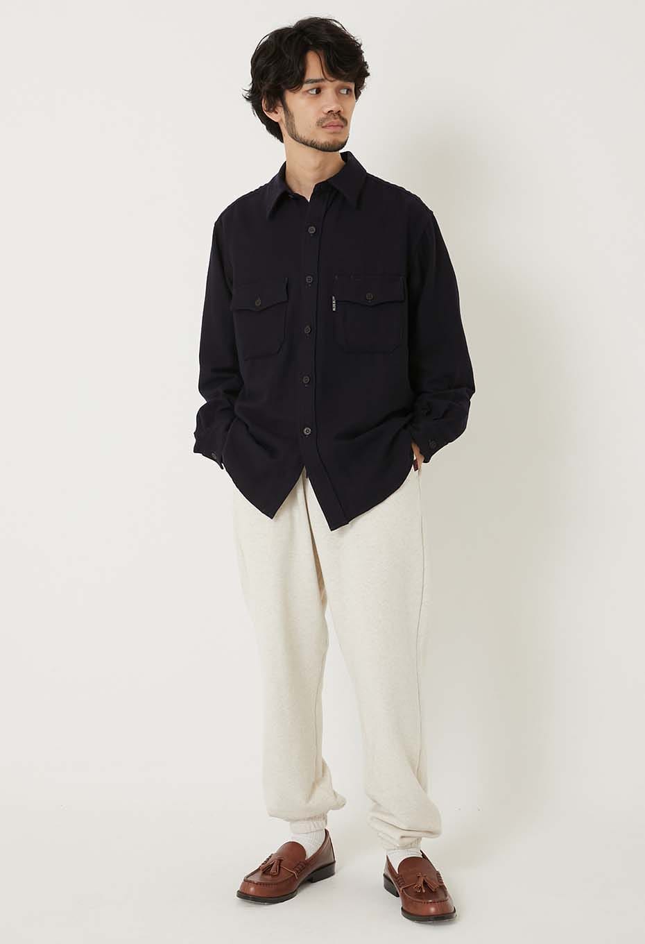 カシミヤミックス ウォッシャブル ツイード CPOシャツ | BLUE BLUE