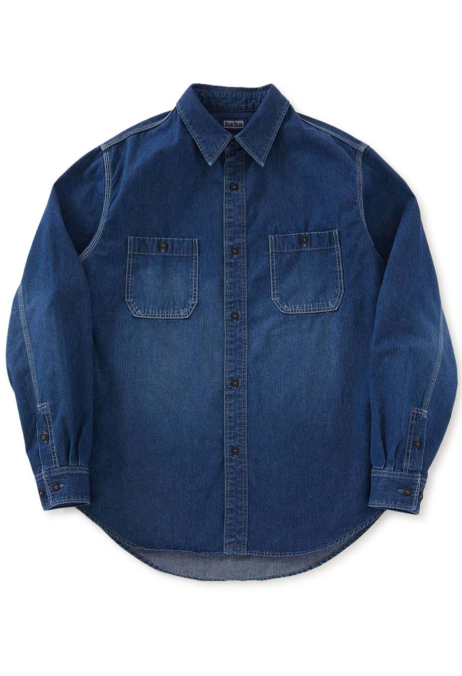 ジャカード シャツデニム 2ポケットワークシャツ /VINTAGE WASH | BLUE