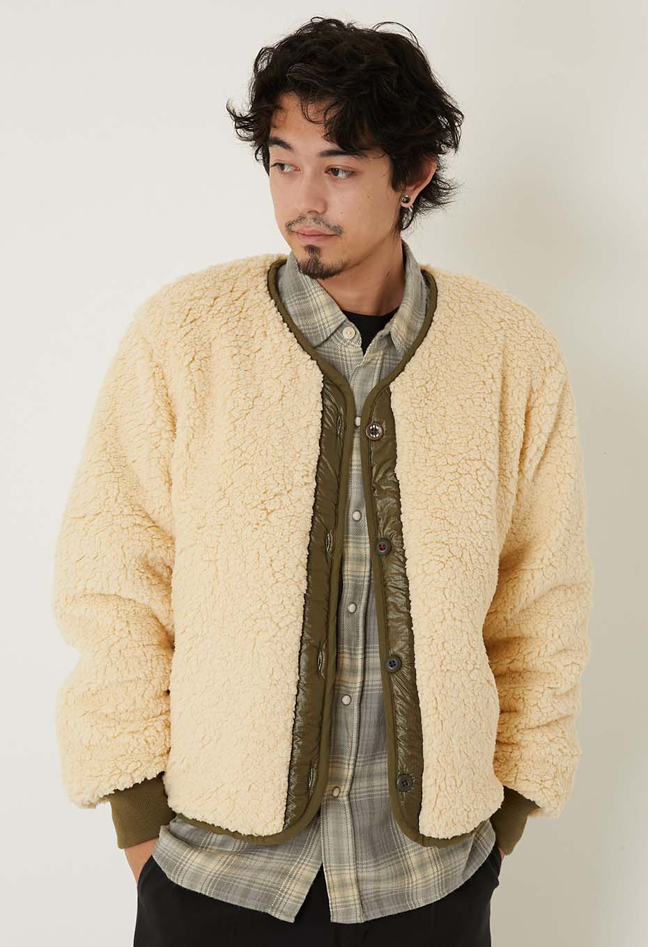 ハリウッドランチマーケット/ミックスシャギー リバーシブルライナー