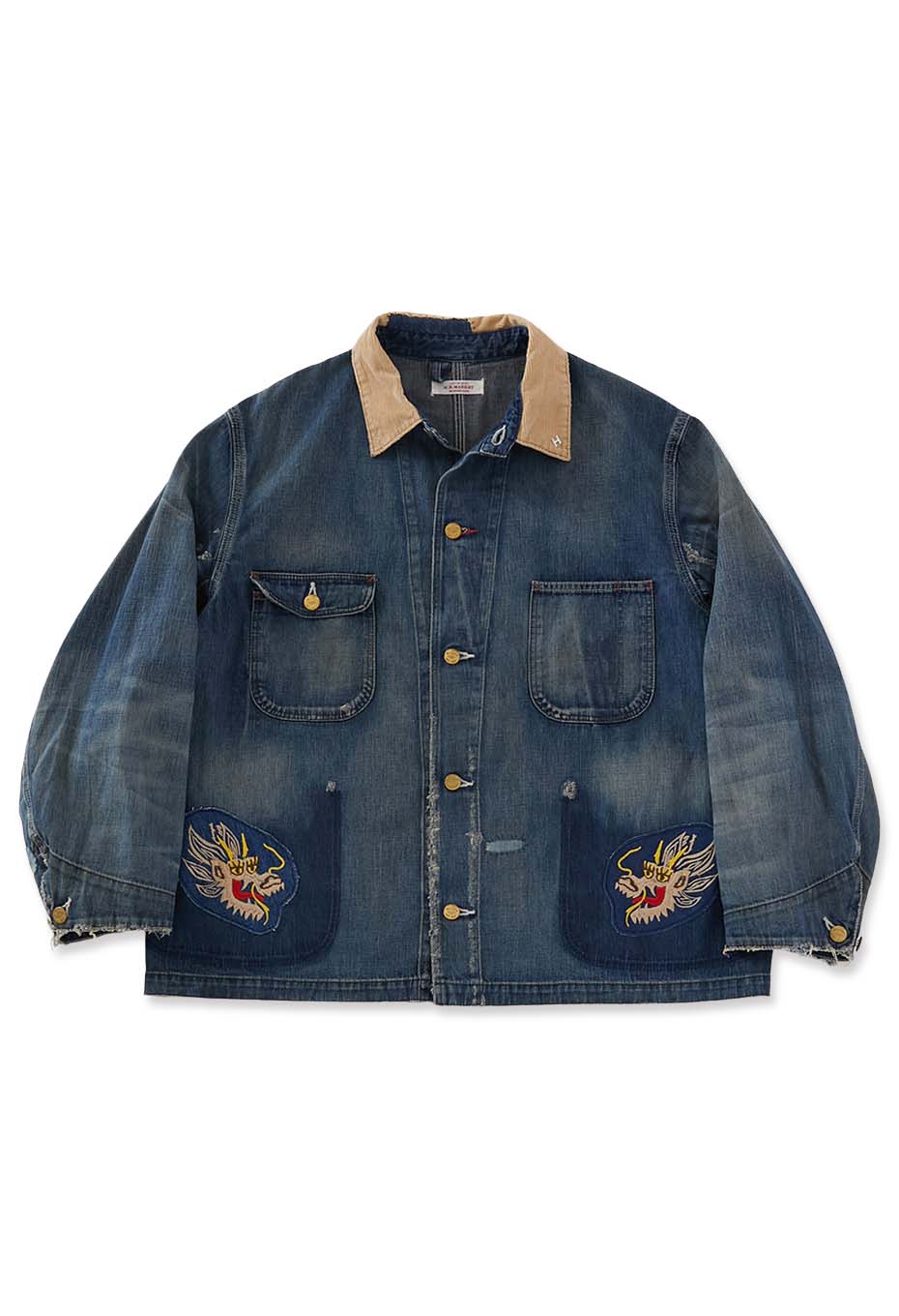 ライトデニム アタッチメントリメイク ショートカバーオールジャケット