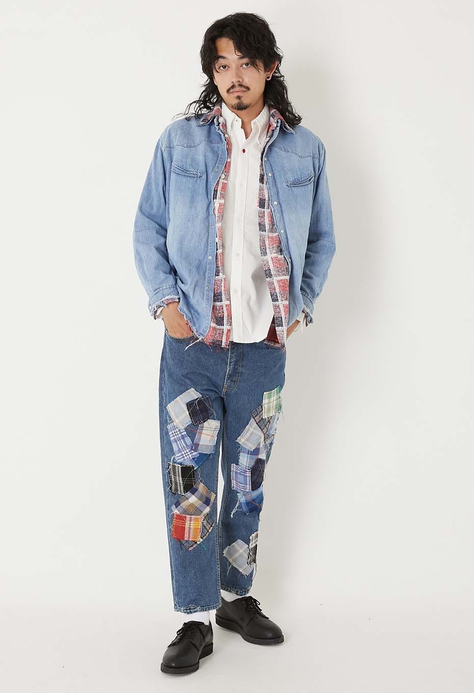 ランダムチェック パッチワーク ジーンズ | HOLLYWOOD RANCH MARKET