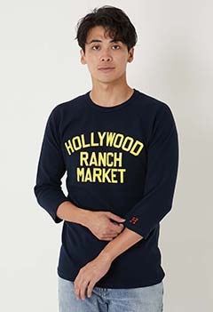 Double Logo Print stretch fraise Half Sleeve | HOLLYWOOD RANCH